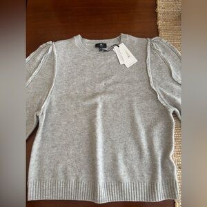 7 For All Mankind Light Grey Puff Sleeve Sweater with cashmere NWT